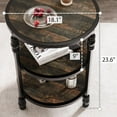 thumbnail image 2 of Round End Table, Small Side Table with 3 Shelves for Living Room, Bedroom, Night Stand Accent Coffee Table with Steel Frame for Small Spaces, Dark Oak, 2 of 7