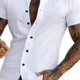 thumbnail image 3 of TNOBHG Men Slim Fit Shirt Men Summer Shirt Turn-down Collar Short Sleeves Solid Color Single-breasted Thin Slim Fit Buttons Soft Breathable Formal Business, 3 of 8