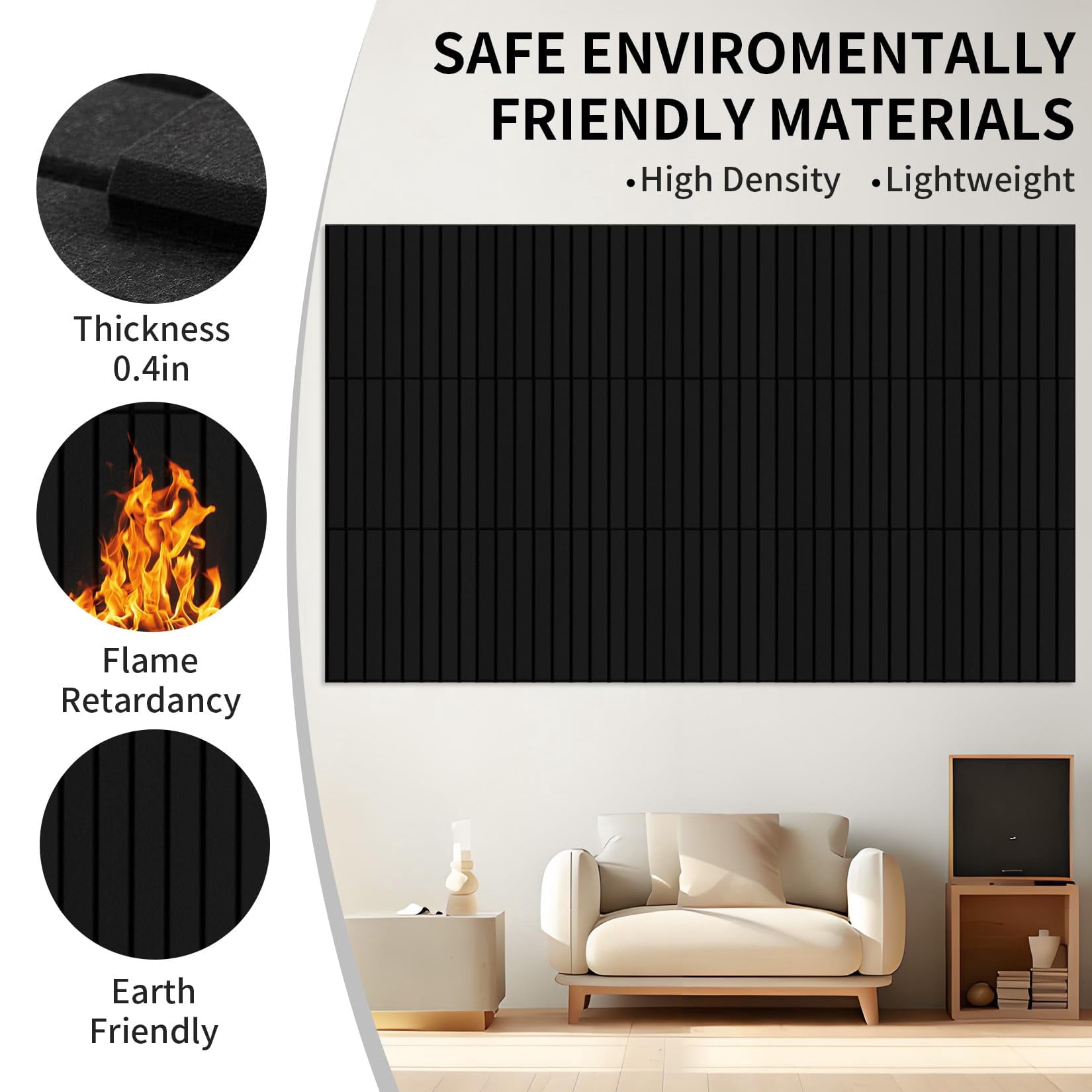 18 Pack Acoustic Panels Foams for Walls, 12x12x0.35 in Fireproof Sound Dampening Panels with Hook and Loops, Thick Noise Reduction Absorbing Mat for Home Theater Recording Room