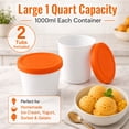 thumbnail image 2 of Premium Ice Cream Containers (2 Pack - 1 Quart Each) Perfect Freezer Storage Tubs Container with Silicone Lids for Ice Cream, Sorbet and Gelato - Orange, 2 of 10