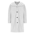 thumbnail image 5 of WREESH Womens Fleece Trench Coats Notched Lapel Double Breasted Pea Coat Winter Wool Blend Overcoats Solid Business Casual Coats White S-2XL, 5 of 7