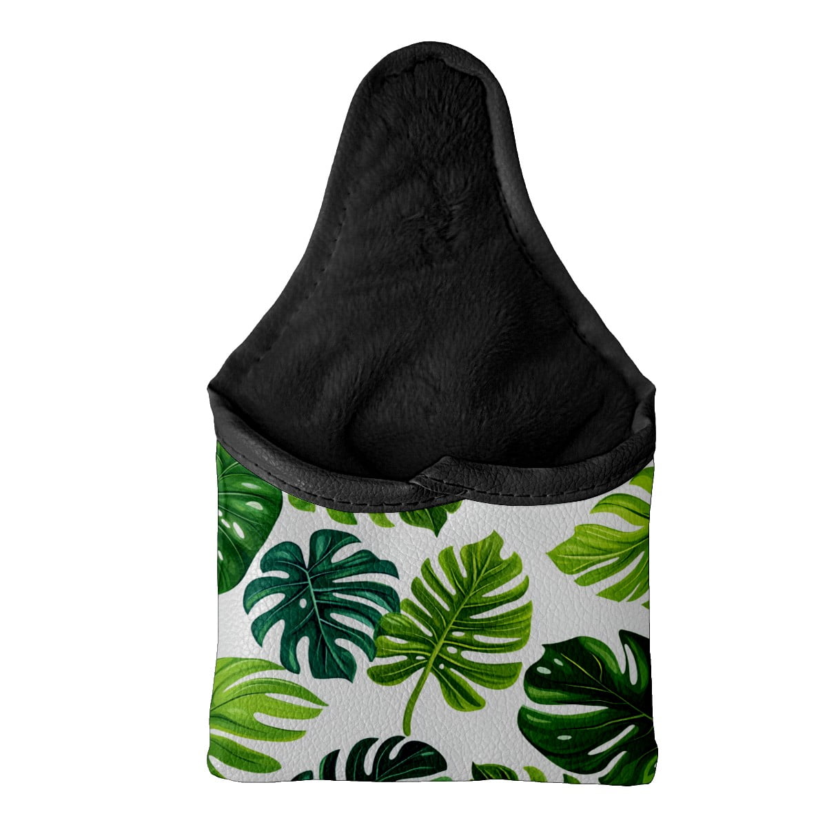 Golf Mallet Putter Cover Premium Leather Waterproof Golf Putter Head Cover with Magnetic Closure Green Leaves