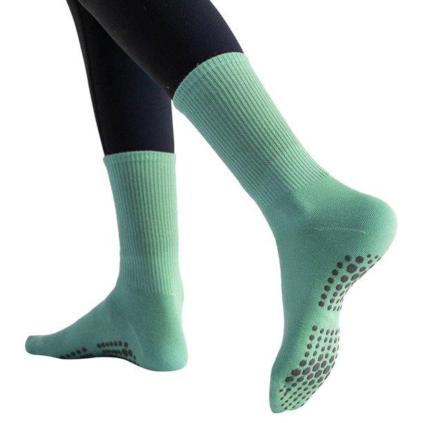 Calcetines antideslizantes de yoga para mujer - Calcetines con agarre de silicona hasta la mitad de la pantorrilla para fitness en interiores, pilates y ballet - Talla única