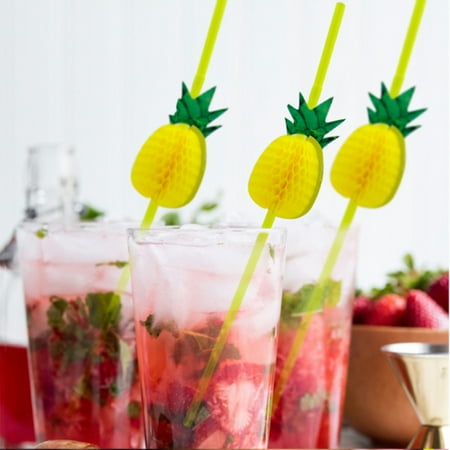 - HiCoup 10Pcs 3D Pineapple Tropical Fruit Straw Beach Party Cocktail Drinking Sucker