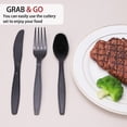 thumbnail image 3 of 264 Premium Hard Plastic Cutlery Set Heavy Duty Disposable Cutlery Set 88 Fork, 88 Knives, 88 Spoons Utensils for Party, Outdoor or Wedding Eco-Friendly, Reusable Black, 3 of 7