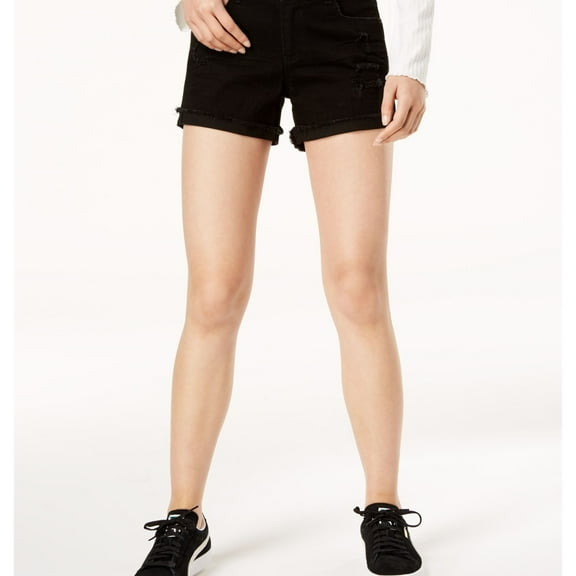 American Rag Womens Ripped Casual Denim Shorts, Black, Juniors, 9