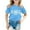 Blue, variant on Girls Casual Print Round Neck Loose Short Sleeve T Shirt Top for Fashion Tween Kids Summer Tops Crewneck Tees