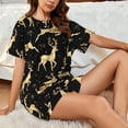 thumbnail image 5 of Yiaed Christmas Gold Deers Print Short Sleeve Pajama Sets for Women Casual Crew Neck 2 Piece Lounge Sets Women's Short-Sleeved Pajama-X-Large, 5 of 5
