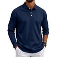 thumbnail image 3 of Hearthz Mens Big and Tall Polo Shirts Soft Breathable Moisture Wicking Long Sleeve T Shirt Men Comfort Colors Collared Mens Golf Polo Shirts Navy XL, 3 of 9