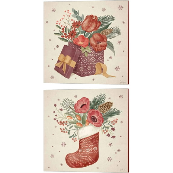 Great Art Now Winter Blooms B by Janelle Penner 2 Piece Canvas Art Set Each 14"W x 14"H