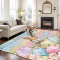 thumbnail image 2 of 6x9 Area Rugs for Living Room, Easter Non Slip Area Rugs for Kitchen Bedroom Entryway, Spring Rabbit Eggs Floral Colorful Wooden Grain Washable Carpet Runner Rug Floor Mats for Bedroom Home Decor, 2 of 8