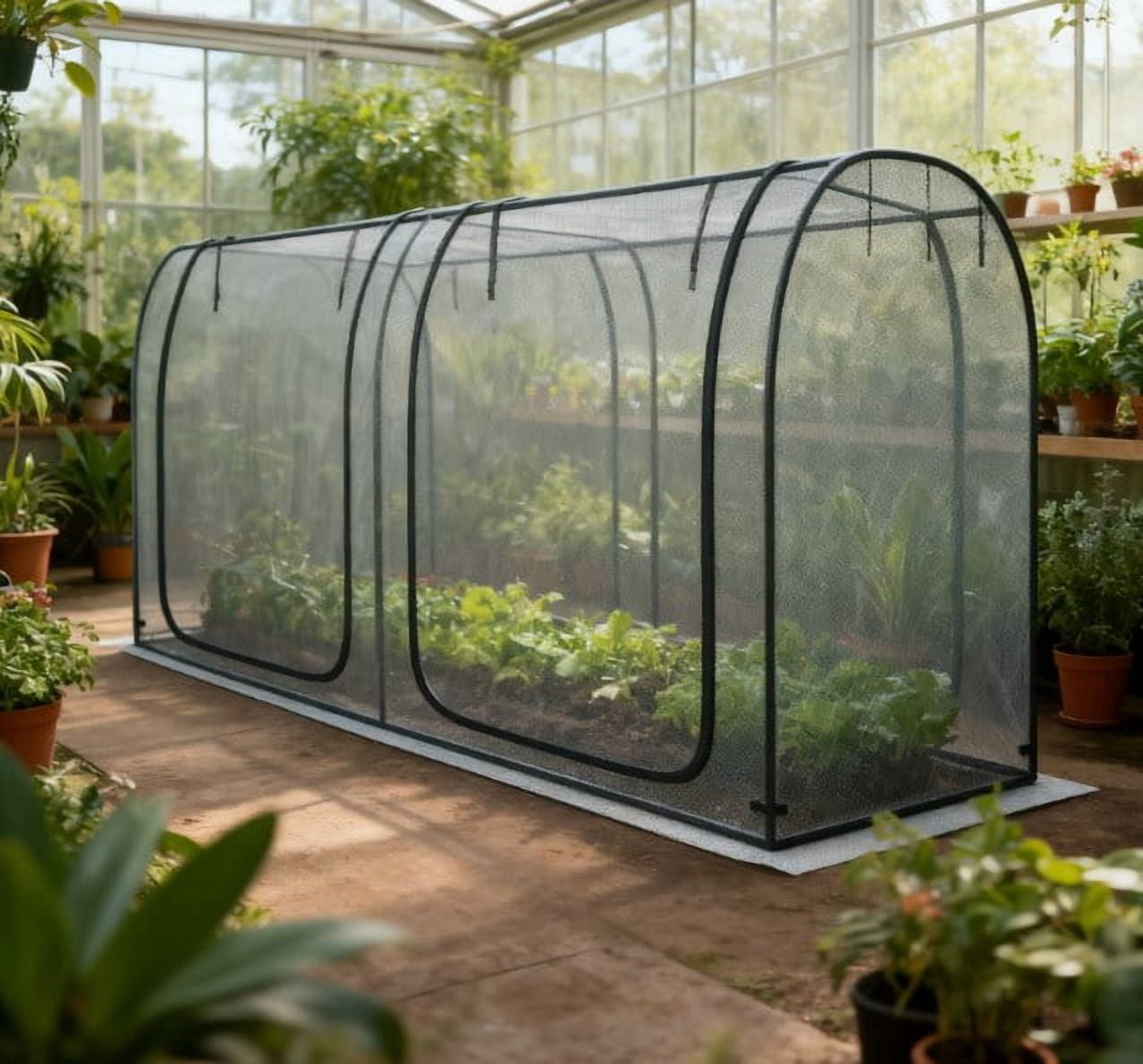 Plant Protection Tent, Crop Cage with Two Zippered Doors,Storage Bag and Ground Stakes