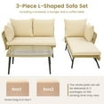 thumbnail image 5 of Topcobe 3 Pieces L-Shaped Patio Sofa with Cushions and Tempered Glass Table, Outdoor Patio Set, Beige, 5 of 7