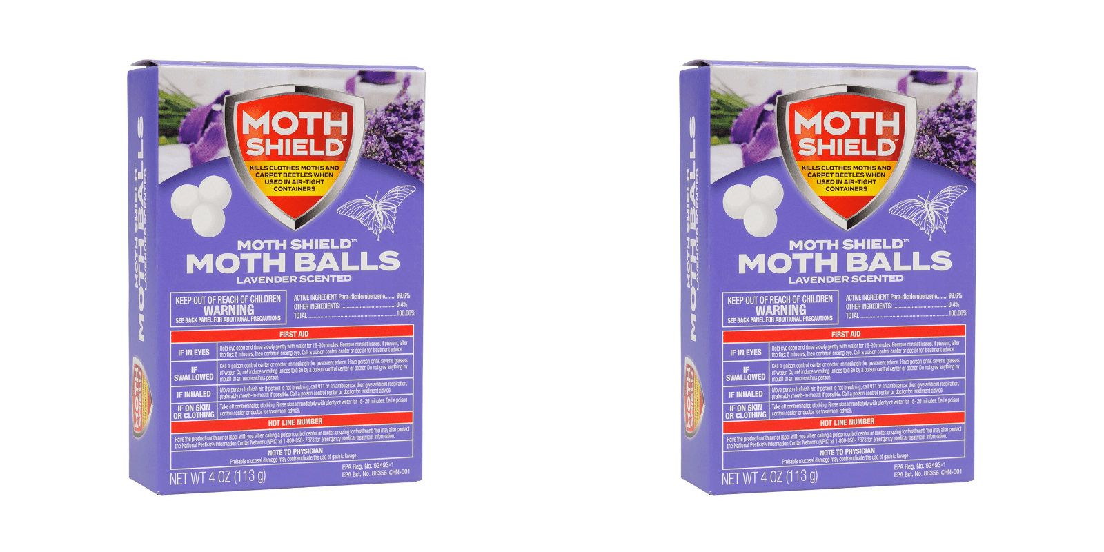 Moth Shield - Moth Balls Lavender Scent Kills Clothes Moths Carpet Beetles, 4 Ounce, 2 Pack