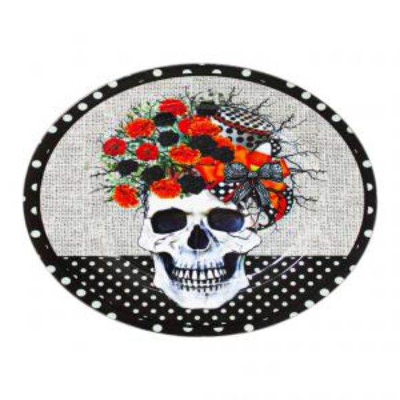 Kit 2 Platos Calaveras Halloween Calacas 33 Cm Ofrenda