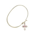 thumbnail image 2 of 7 1/4 inch Oval Eye Hook Bangle Bracelet w/ Cross medal charm w/ Rose Swarovski Crystal, 2 of 3