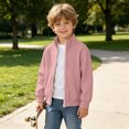 thumbnail image 6 of VIPOIN Kids Boys Girls Solid Color Zipper Stand Collar Coat Sports Large Size Casual Long Sleeve Corduroy Winter Jacket, 6 of 8