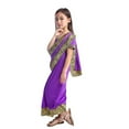 thumbnail image 6 of Byoo Toddler Girls' Princess Dress Solid Traditional Sari-Style Gown with Gold Border Soft Daily Dress for Kids, 6 of 6