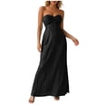 thumbnail image 2 of Bnwani Maxi Dresses for Women,Ladies Dresses,Bandeau,Pleated,Side Split,Solid,Black,L, 2 of 5