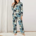 thumbnail image 2 of Honeii Butterflys print Women's Pajama Sets Long Sleeve Button Down Sleepwear Nightwear Soft Pjs Lounge Sets-Large, 2 of 7