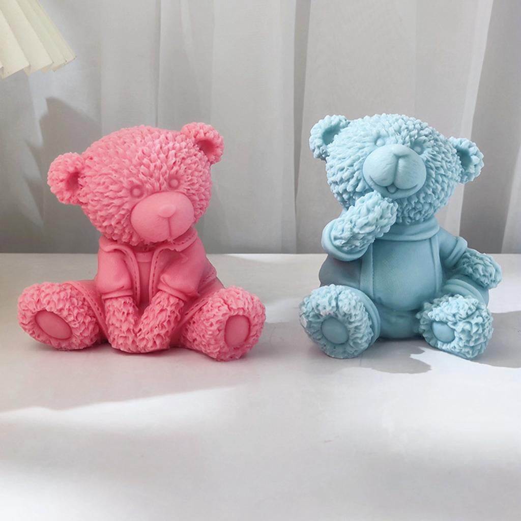 Osdhezcn Handmade Candle Mold 3D Animal Silicone Mold Reusable Sitting Bear Resin Mold