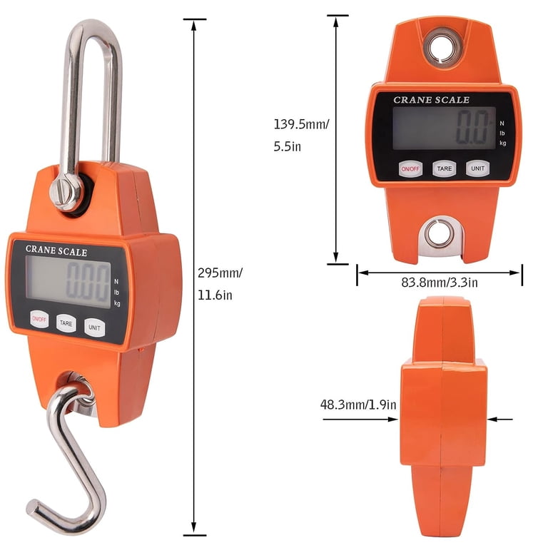 Digital Crane Scale, 1500kg/1000kg/500kg Digital Hanging Scale Crane Scale With 65ft Remote Control Heavy Duty Dimmable LCD Industrial Hook Scales,for Farm Fishing(LCD 500KG Blue