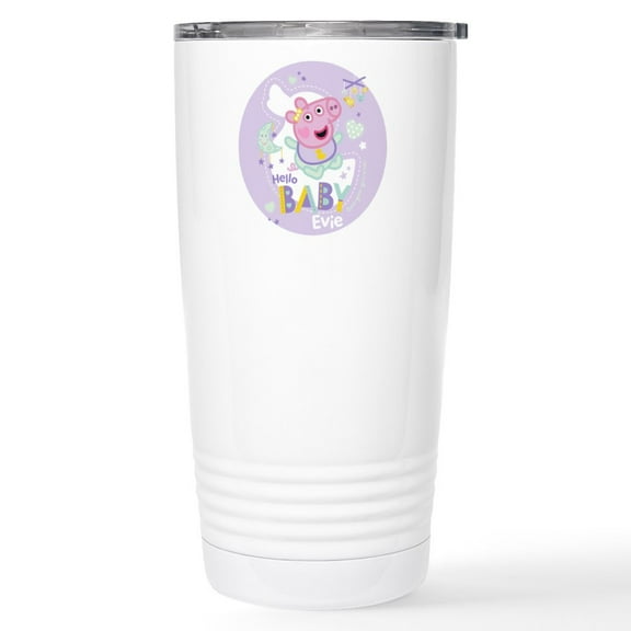 CafePress - Peppa Pig: Hello Baby Evie - Insulated Stainless Steel Travel Tumbler 20 oz.