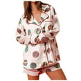 thumbnail image 1 of Pyjamas de Noël pour Femmes, Ensemble Haut à Manches Longues et Shorts, 1 of 1