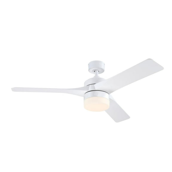Westinghouse Lighting Alta Vista 52-Inch Indoor/Outdoor 3-Blade Matte White Ceiling Fan, Dimmable LED Light Fixture Selectable, Opal Frosted Glass, Remote Control Included, DC Motor