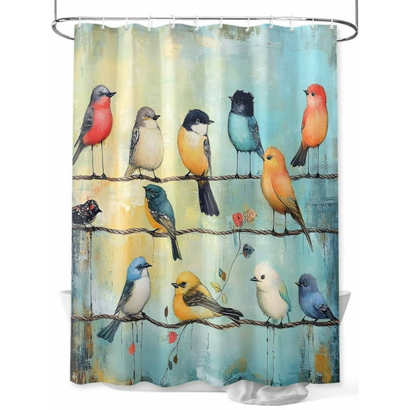 Shower Curtain Bird Shower Curtains for Bathroom, Waterproof Polyester Shower Curtain Set with Hooks, Stall Long Size 54"x78" Oil Painting Animal