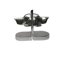 DECORVOID 6 Inches Dog Lover Home Decor Decorative Bookend Set Silver for Table Book Self