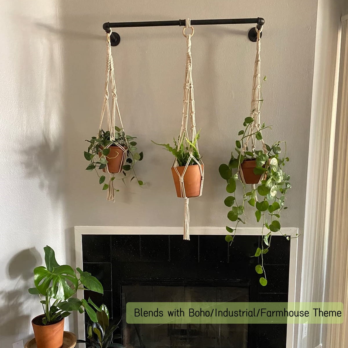 Sigrena 38" Hanging Planter Bar for Indoor Plant Window Hanging Plant Shelf Plant Hanging Rod (Pot & Plant Not Included)