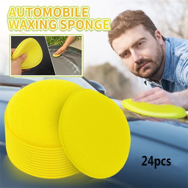 Fiudx Esponja para Coche, Almohadillas de Pulido de Agarre Suave, Esponja Absorbente Aplicadora de Cera, Limpieza de Coche para Uso Doméstico, Limpieza Sin Esfuerzo y Sin Manchas, Juego Amarillo de 2