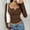 #0322-Coffee, variant on Women's Ribbed Tops V Neck Long Sleeve Button Placket Fitted Tops Chic Soft Stretchy T-Shirts Gift