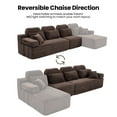 thumbnail image 5 of 136" Cloud Modular Sectional Sofa, Corduroy Upholstered L-Shaped Couch with Reversible Chaise and Removable Armrests (Brown), 5 of 9