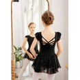thumbnail image 4 of Oudiya Girls Shiny Ruffle Sleeve Ballet Leotard with Skirt Criss Cross Back Dance Outfit for Ballerina Kids 3-11Y, 4 of 8