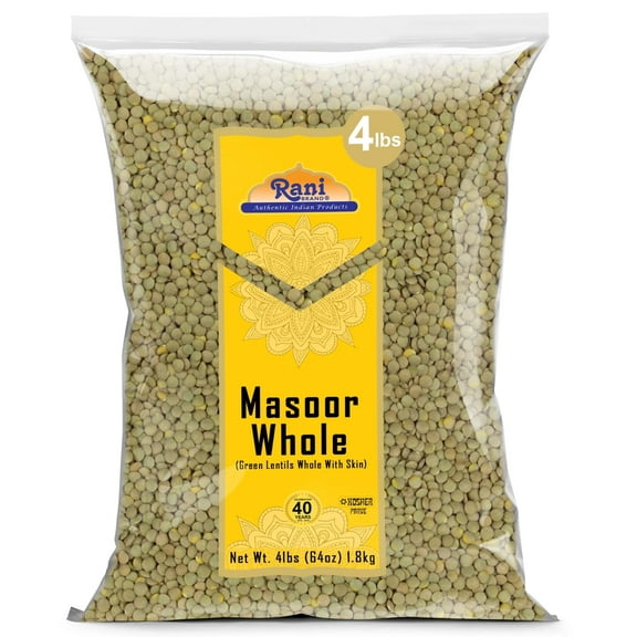 Rani Masoor Whole (Green Lentils Whole With Skin) 64oz (4lbs) 1.81kg Bulk ~ All Natural | Vegan | Gluten Friendly | Non-GMO | Kosher | Product of USA