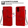 thumbnail image 2 of Dteck Galaxy S20 FE (Fan Edition) 5G Case, Embossed Butterfly PU Leather Magnetic Folio Flip Wallet Case Built-in Card Holder with Wrist Strap Stand Cover For Samsung Galaxy S20 FE 6.5 inch, Red, 2 of 5
