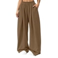 thumbnail image 2 of SYwaren Wide Leg Sweatpants for Women Casual Loose Fall Comfortable Solid Elastic Waist Pocket Full Length Pants, 2 of 9