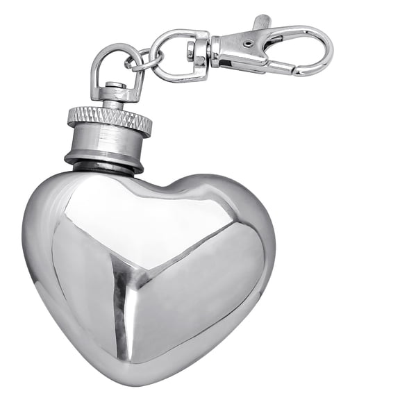 Leodye 1PCS Heart-shaped Whiskey Flask Keychain - Food Grade Stainless Steel, Unisex Valentine's Day Gift -4.56x2.14x0.98 in