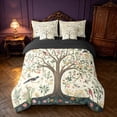 thumbnail image 3 of Homewish Tree of Life Flower Twin Bedding, Botanical Animal Theme Bedding Comforter Set, Black Reversible 7pcs, 3 of 7
