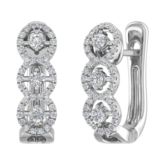 3/8 Carat Diamond Hoop Earrings in 14K White Gold (SI1-SI2 Clarity)