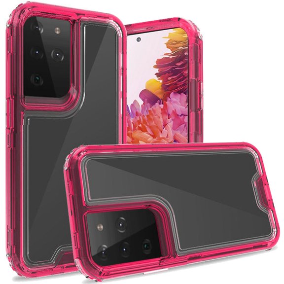 For Samsung Galaxy S21 Plus S30 Plus Premium Transparent Hybrid Case Cover - Clearhot Pink