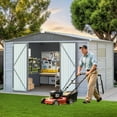 thumbnail image 7 of 10 ft.  x 8 ft.  Outdoor Iron & Solid Wood Tool Storage Shed with Two Doors and Windows, 7 of 7