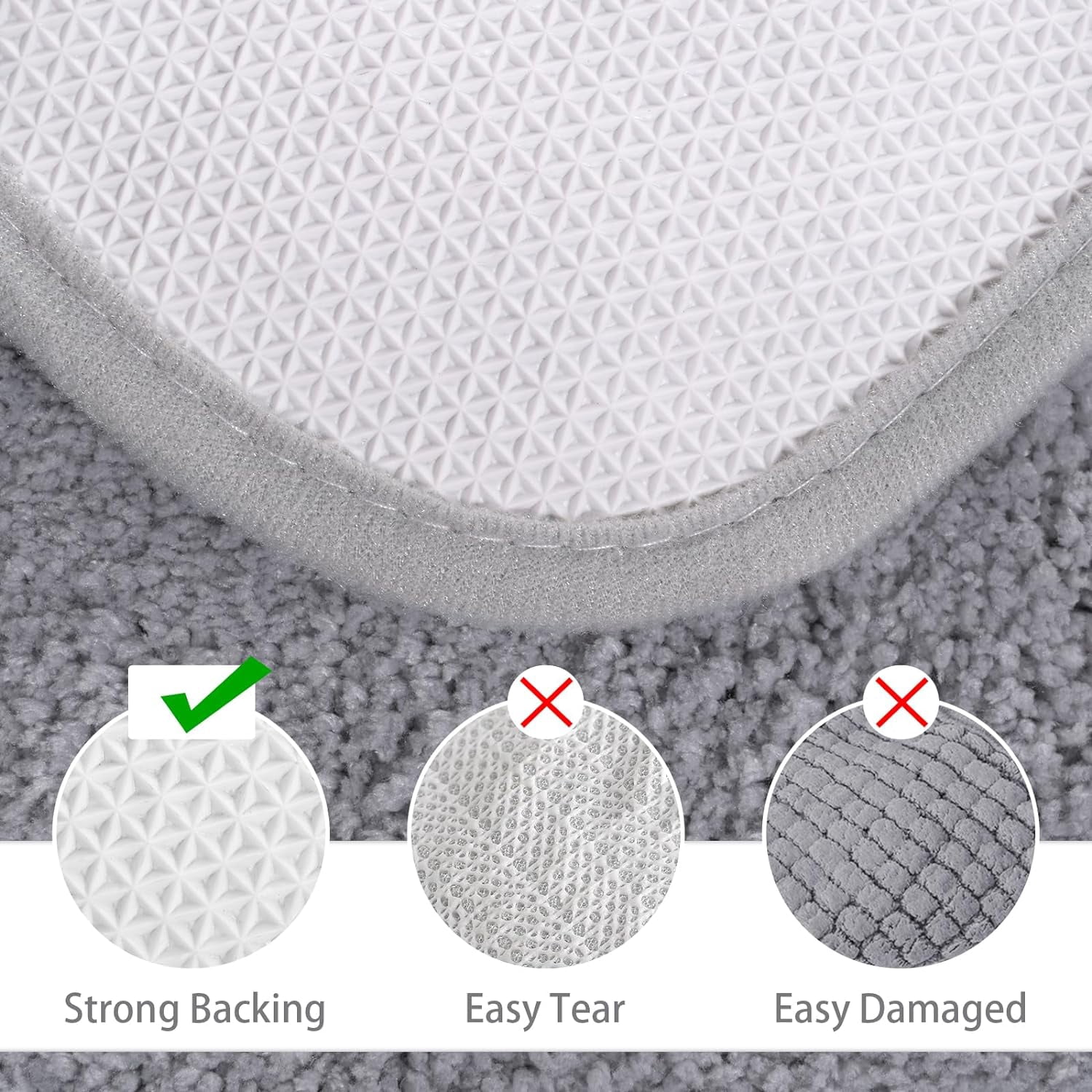 Homore Bathroom Rugs Sets, Luxury Bath Mat Set Anti-Slip Bath Rug and U-Shaped Toilet Mat Gray