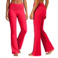 thumbnail image 2 of EliteGoogv Womens Yoga Pants Fold Waist Wide Leg Trousers For Women Summer Vacation Casual Pants Red L, 2 of 7