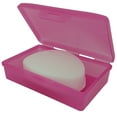 thumbnail image 4 of American Comb Pink Toothbrush Covers & Soap Box Set - Matching Colors - Tooth Brush Cover Cap, Soap Dish Travel, Soap Dish Holder Travel - Plastic Portable Set with Cover, 4 of 5