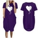 thumbnail image 2 of Vestido suelto de manga corta informal con estampado floral de moda de verano para mujer con bolsillo y cuello redondo Pompotops ghjkhdj13649, 2 of 5