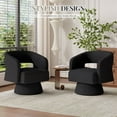 thumbnail image 3 of Hawsaiy Swivel Barrel Accent Chair, Oversized Teddy Upholstered Armchair with 360° Rotation, Modern Comfy Lounge Chair for Living Room, Bedroom, Office, Black(2Pcs), 3 of 10