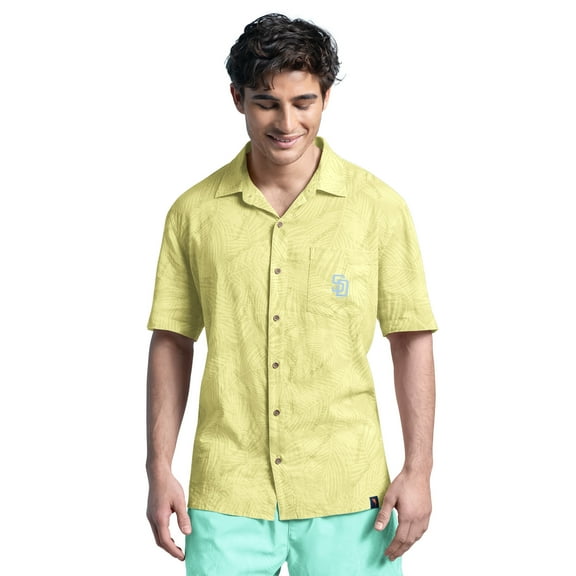 Men's-Margaritaville Yellow San Diego Padres Linen Button-Up Party Shirt
